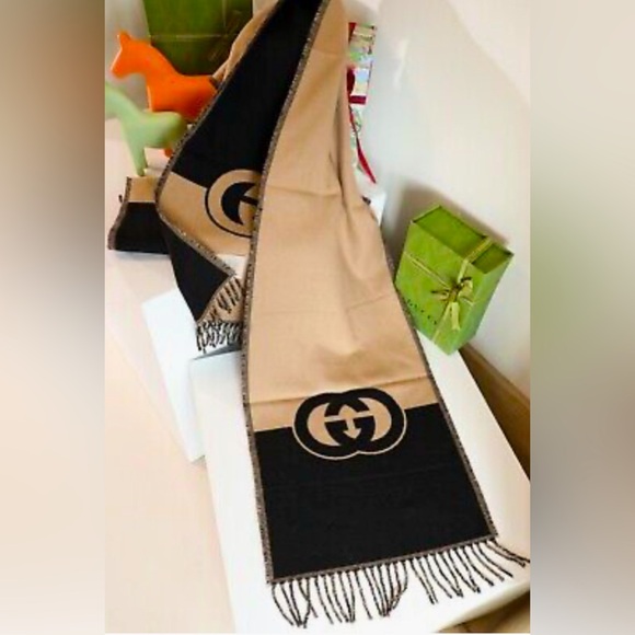 Gucci Accessories - Authentic GUCCI scarf black beige  classic GG